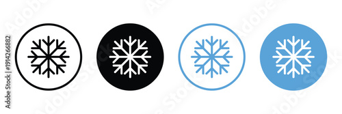 Snowflake crystal icon vector. Winter weather symbol for cold, ice, Christmas, and seasonal freezing climate set. Vector illustration