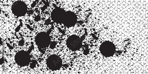 black dotted texure background, noisy gritty dots halftone effect overlay, vector vintage illusration. trendy monochrome banner in grunge style, chekckered paper sheet