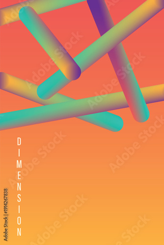 Abstract 3D Geometric Tubes Background with Vibrant Orange Gradient. Template for Banner, background and etc.