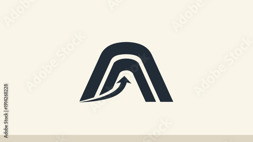 Modern and dynamic letter A logo design featuring an integrated upward arrow, symbolizing growth, progress, and future advancement for business and technology