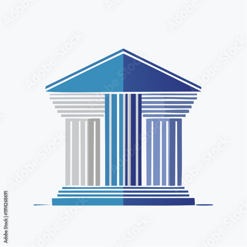 Stylized Classical Building Illustration Representing Law, Finance, or Government Architecture