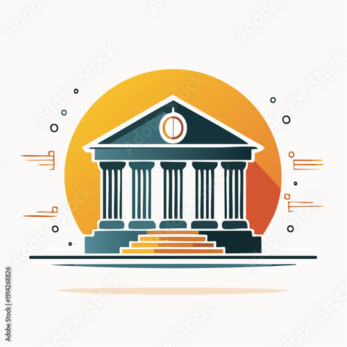 Government Building icon with columns and pediment