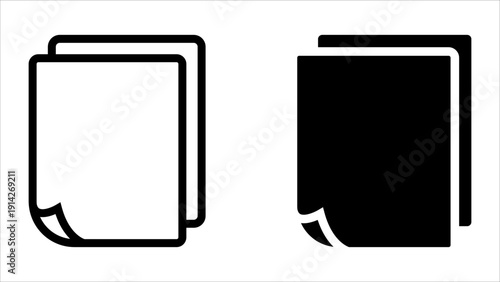 Page icon set. Minimalist black and white document icons on a plain background.