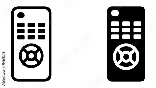 Remote control icon set. Black and white vector illustration of a remote control icon.