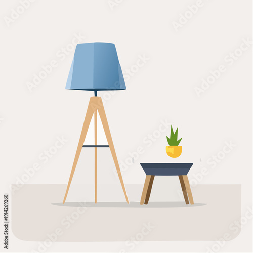 Minimalist Interior Design with a Tripod Floor Lamp and Side Table