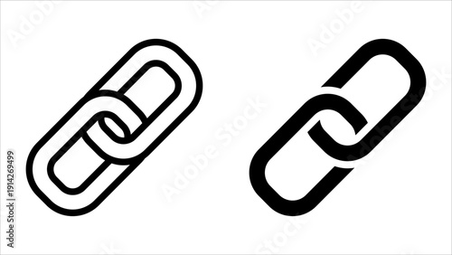 Chain icon set. Illustration of two black chain link icons on a white background.