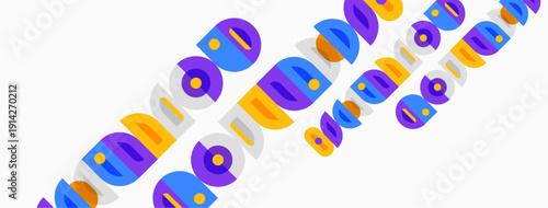 Colorful circles overlap white background. Shapes vary size, hue, creating dynamic pattern. Abstract design feels playful, modern.