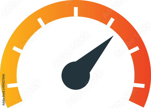 Speedometer icon. Scale speed in flat style. Speedometer high meter. Gauge meter, infographics and data visualization.