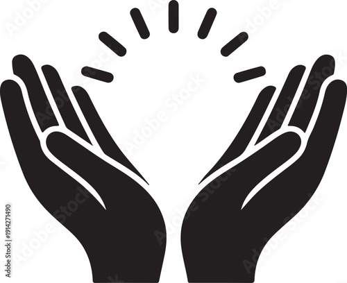 Pray icon set. Folded hands symbol. Simple thin line design. Vector illustartion.