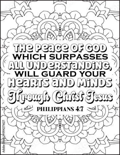 Bible Verse Coloring Page for Adults. Bible Quote Mandala Coloring Page