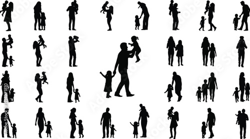 Family silhouettes show parents holding small.