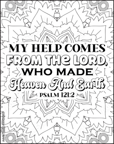 Bible Verse Coloring Page for Adults. Bible Quote Mandala Coloring Page