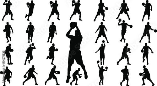 Basketball player action poses are clearly.