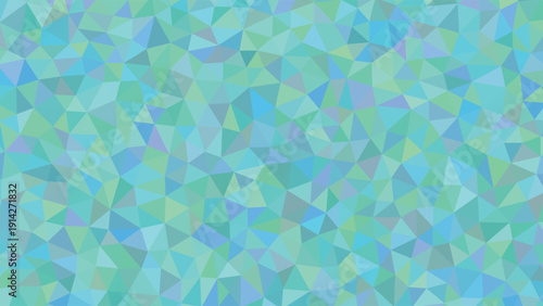 A gentle mosaic of light blue, green, and soft grey triangles forms a calming low poly pattern