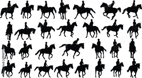 Horseback riders show many different motion.