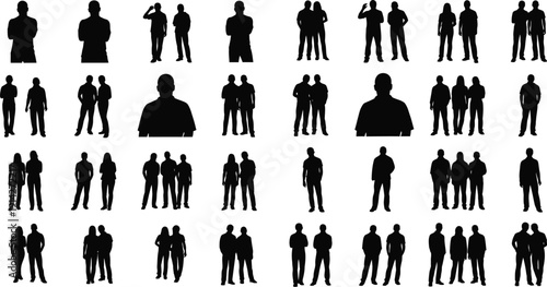 Business figures stand in various professional.