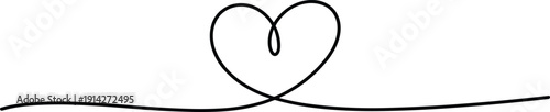 A black heart shape with a loop and a wavy line underneath on a white background