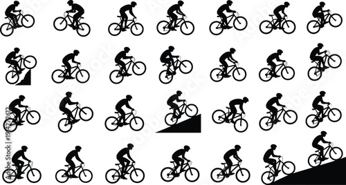 Bicycle riders show different cycling movements.