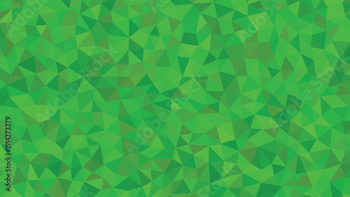 A repeating geometric pattern composed of numerous small triangles in various shades of vibrant green