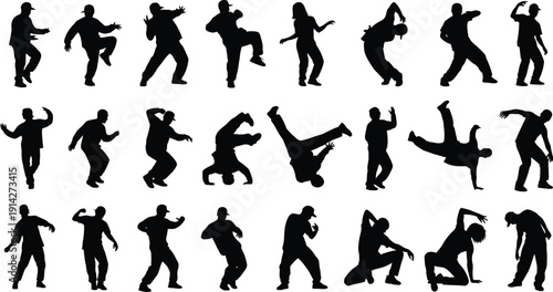 Diverse dancers perform energetic breakdancing.
