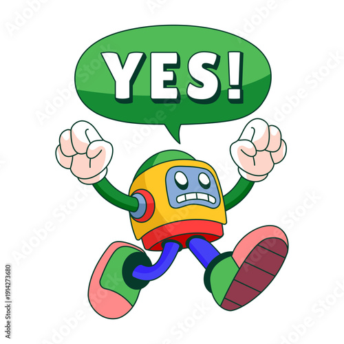 Flat illustration showing a robot character giving daily affirmation