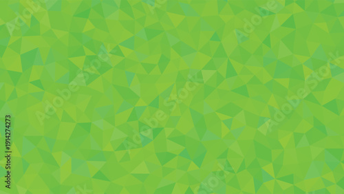 A vibrant mosaic of interconnected triangles creates a dynamic green surface pattern for digital presentation