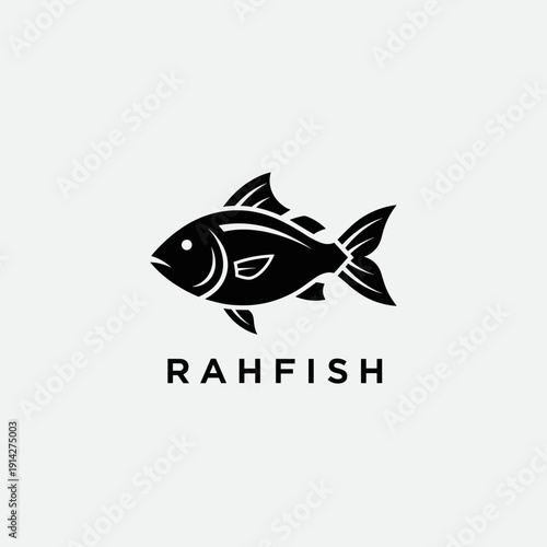 Rahfish Modern Fish Logo Design with Bold Minimal Black Icon
