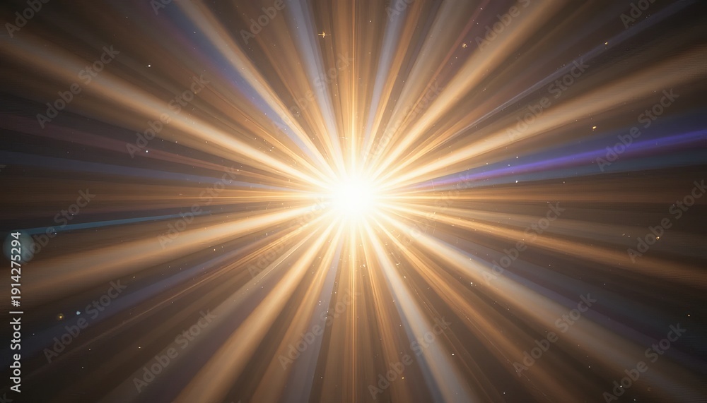 Obraz premium Vibrant golden light explosion in space with radiant beams