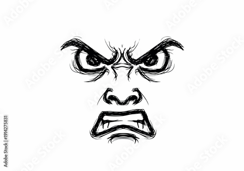 An expressive, hand-drawn illustration of an angry, furious face with furrowed brows and bared teeth, conveying intense emotion