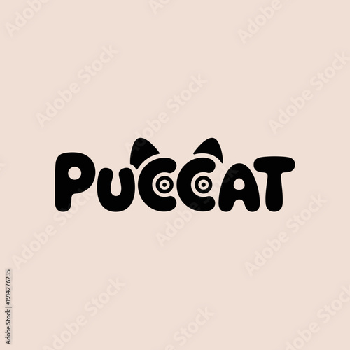 Puccat Cute Cat Logo Design with Playful Rounded Typography and Minimal Style