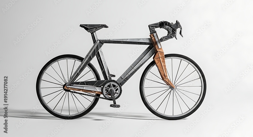 Fototapeta premium A sleek and modern road bike with metallic frame and copper accents shown on white background