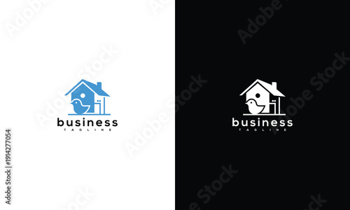 Minimalist Home Bird Logo - Real Estate Property Housing Comfort Nature Brand Design.