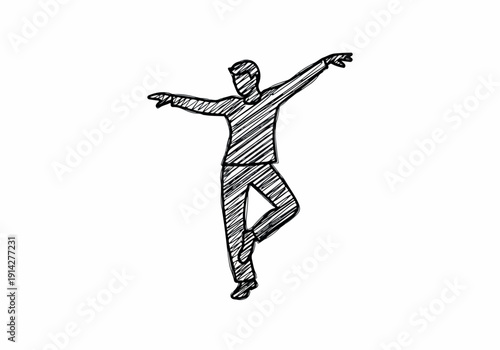 Dancer performing a graceful ballet pose, depicting movement, balance, and artistic expression through a stylized sketch