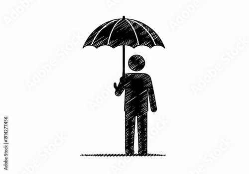 A person holding an umbrella to shield themselves from the elements, symbolizing protection and safety against adversity