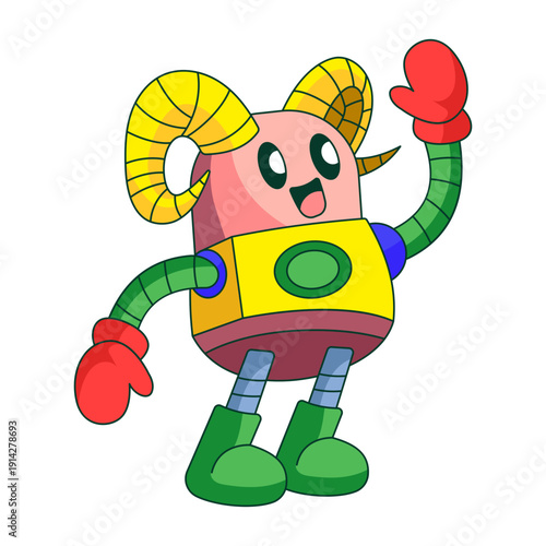 Flat style illustration showing a horned ram