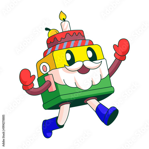 A flat style illustration showing elderly birthday