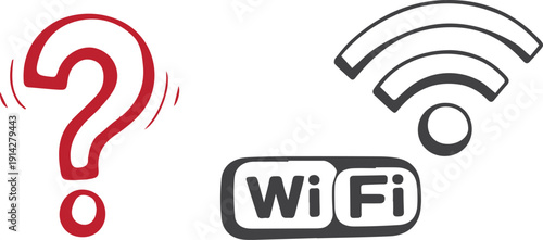 Wifi question mark symbol isolated on transparent background