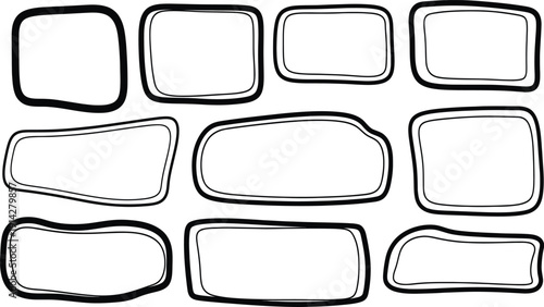 A collection of hand-drawn blank rectangles in various shapes and sizes on a white background