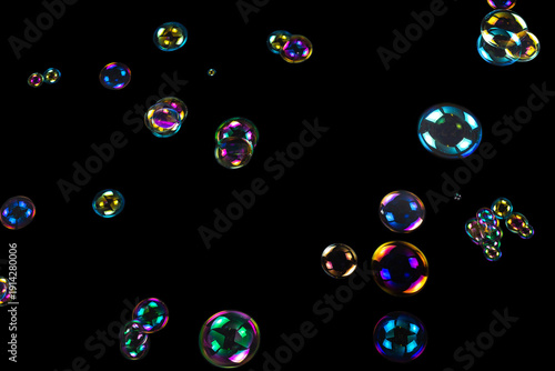 Soap bubbles isolated on a black background