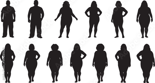 Silhouettes of diverse body types showcasing different postures and shapes