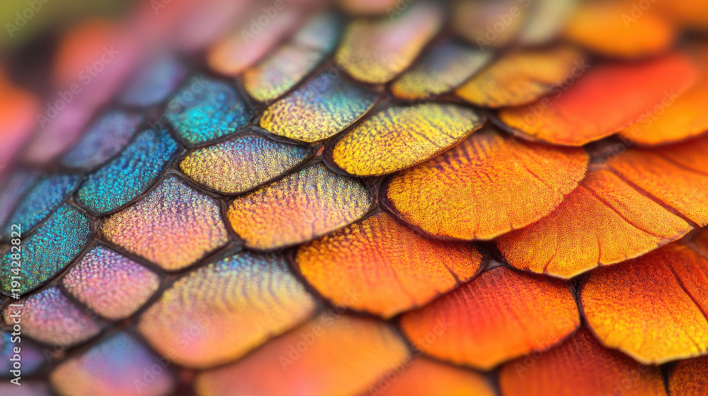 custom made wallpaper toronto digitalA macro shot of vibrant, multicolored scales, showcasing textures and details AI Generative