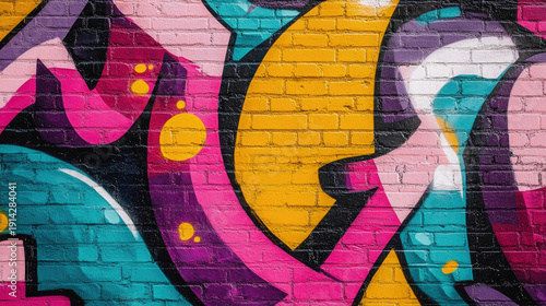 Wallpaper Mural Colorful graffiti art on a brick wall, showcasing vibrant urban expression AI Generative Torontodigital.ca