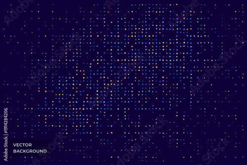 Halftones geometric dots gradient and pop art texture. Vector illustration. Color Abstract dot, Gradient halftone dots for background pattern. Noise grain dust pattern.