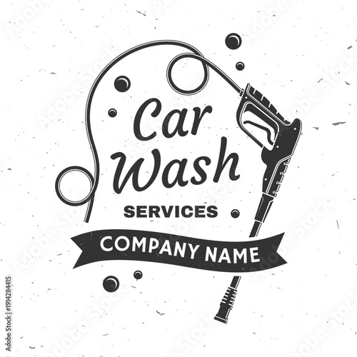 Car wash logo, emblems, badges and icons. Vector. Template for car wash logo, cleaning car, washing and service with cleaning equipment.