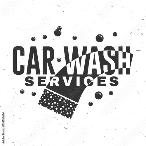 Car wash logo, emblems, badges and icons. Vector. Template for car wash logo, cleaning car, washing and service with cleaning equipment.