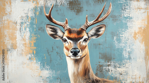 Wallpaper Mural A majestic deer portrait with impressive antlers against a distressed backdrop AI Generative Torontodigital.ca