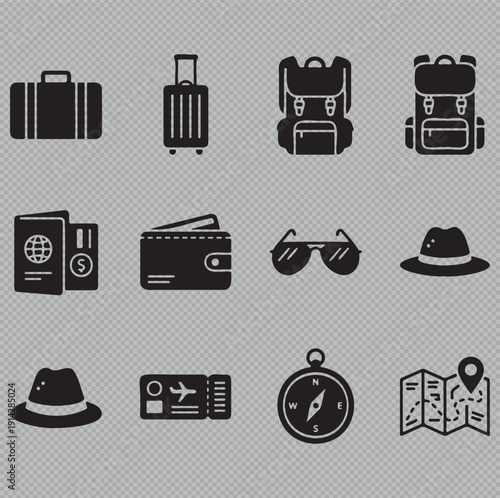 Summer Travel and Vacation Tourism Icons