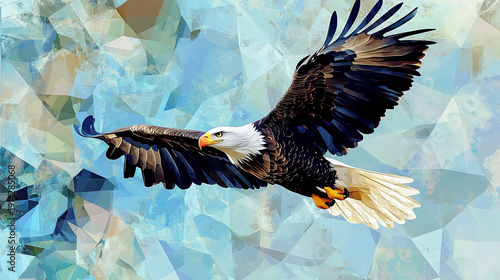 Wallpaper Mural A majestic eagle soaring gracefully against an abstract, artistic background, exuding freedom and power.  AI Generative Torontodigital.ca