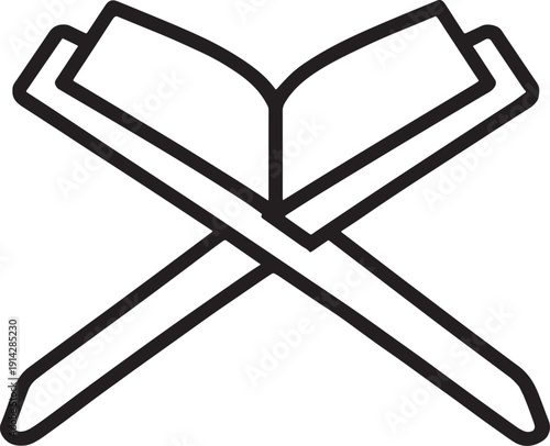 Open book with crossed pencils icon symbol graphic illustration