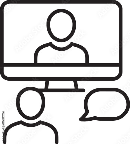Online video conference meeting with two people and computer screen  remote communication